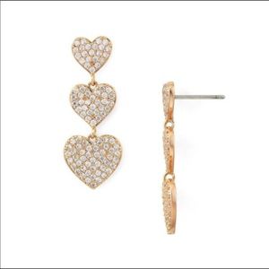 Kate Spade Pave Heart Triple Drop Earrings
